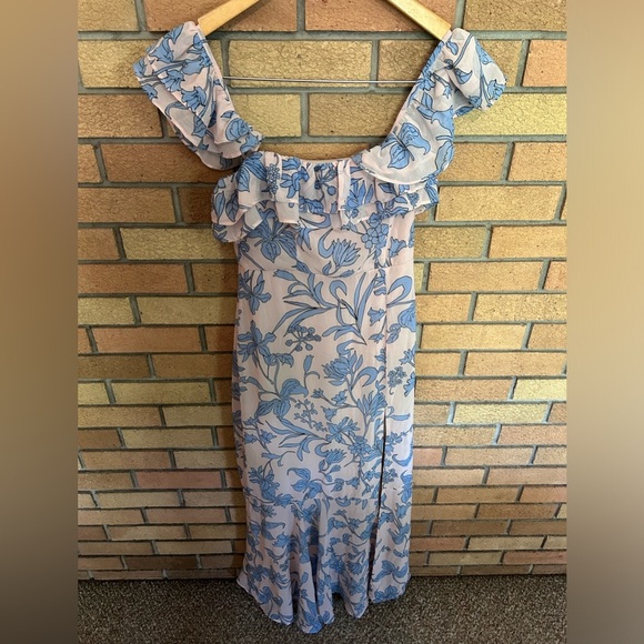 Lulu’s Adelaide Blush Floral Print Off-the-Shoulder Maxi Dress Size XS - Picture 3 of 9